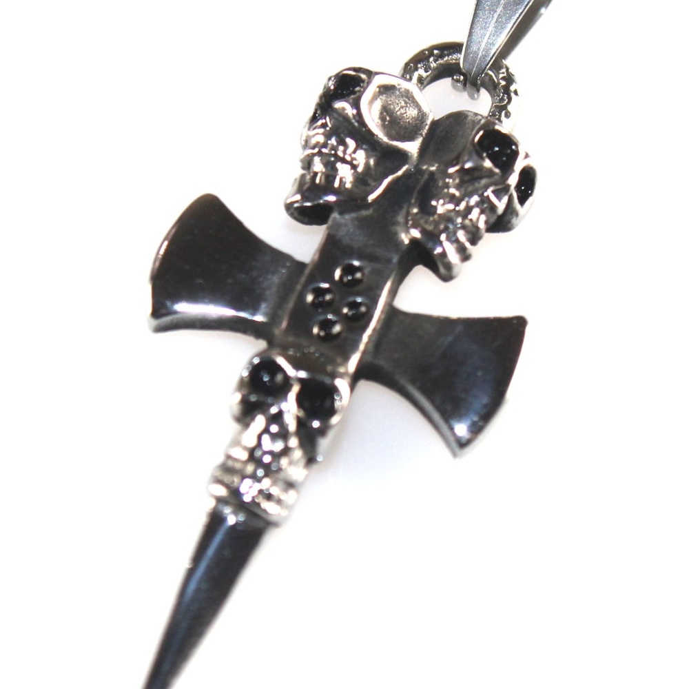 New Stainless Steel 316L Skull Cross Necklace Pendant Charm